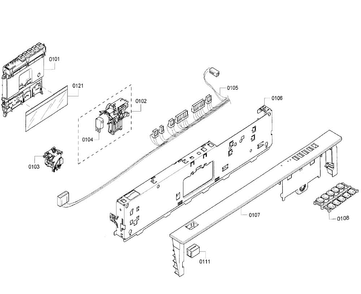 Control Panel Diagram and Parts List for 64 Bosch Dishwasher