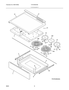 Top/Drawer Diagram and Parts List for  Frigidaire Range