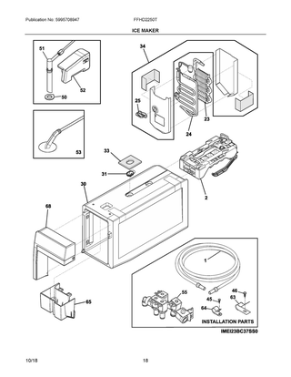 Ice Maker Diagram and Parts List for  Frigidaire Refrigerator