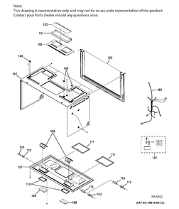 INTERIOR Diagram and Parts List for  General Electric Microwave
