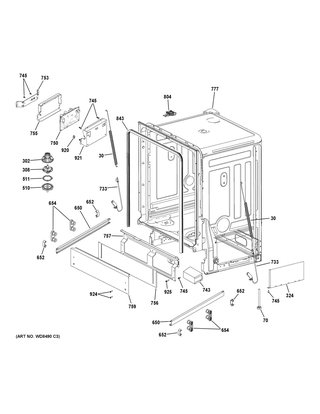 Part Location Diagram of WD30X25805 GE UPPER RACK SLIDE