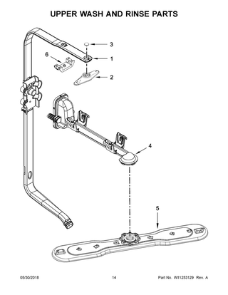 Upper Wash And Rinse Parts Diagram and Parts List for  Maytag Dishwasher