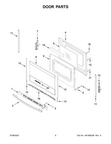 Door Parts Diagram and Parts List for  Amana Range