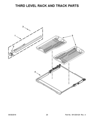 Third Level Rack And Track Parts Diagram and Parts List for  Maytag Dishwasher