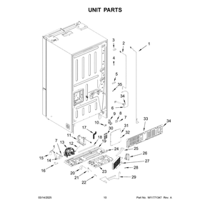 Unit Parts Diagram and Parts List for  Whirlpool Refrigerator