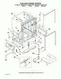 TUB AND FRAME PARTS Diagram and Parts List for  KitchenAid Dishwasher